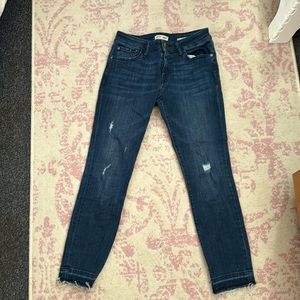 Dark wash mid rise skinny jeans